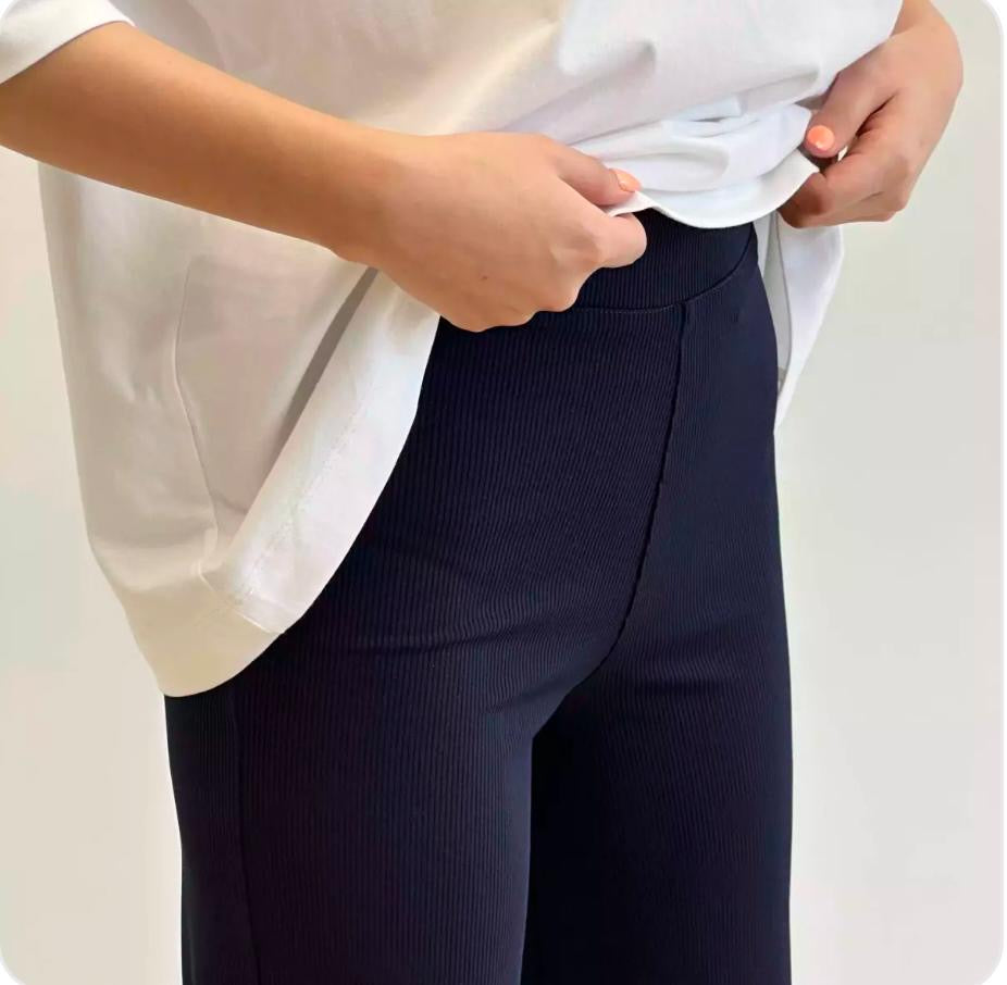 Ribbed Straight Flare Trouser