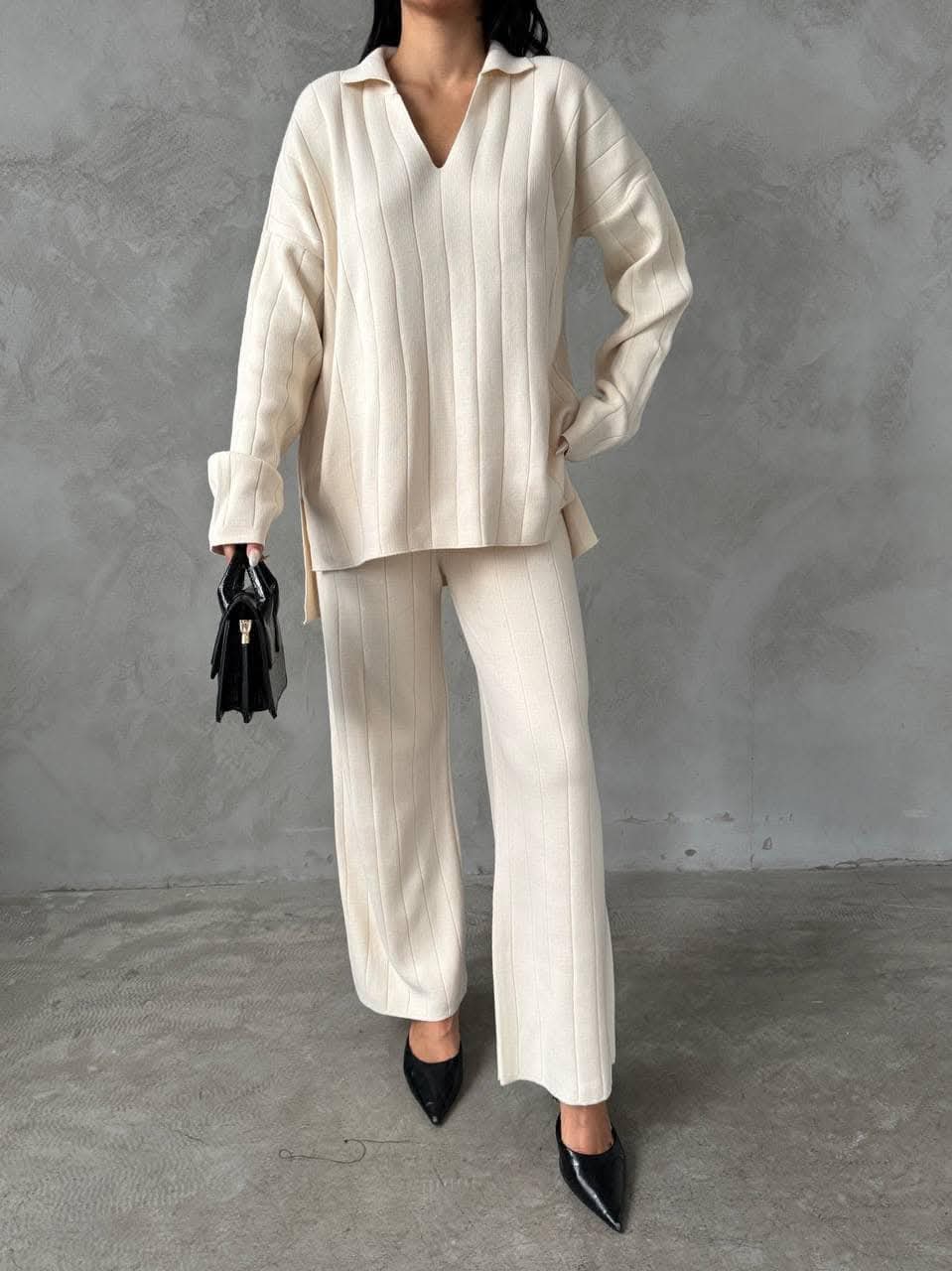 Needle Polo V Neck CO SET