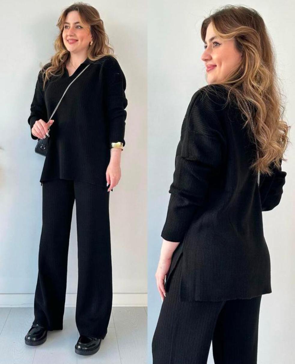 V-Neck Polo 2-Piece Knit Co-Ord Set