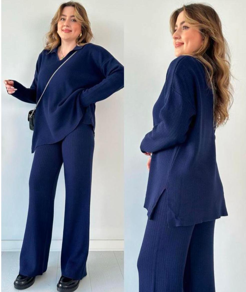 V-Neck Polo 2-Piece Knit Co-Ord Set